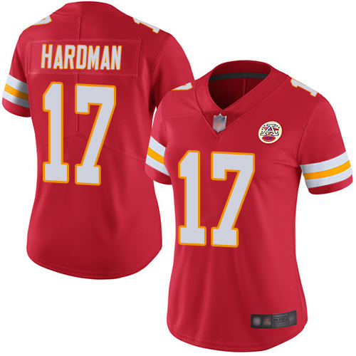 Women Kansas City Chiefs 17 Hardman Mecole Red Team Color Vapor Untouchable Limited Player Football Nike NFL Jersey